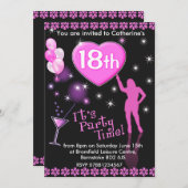 第18回誕生日パーティーの招待状 – カクテルグラス 招待状 (正面/裏面)