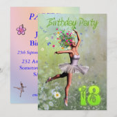 第18回誕生日パーティーの招待状 招待状 (正面/裏面)