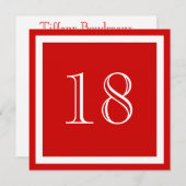 第18回誕生日パーティーの招待状 – 赤 招待状 (正面/裏面)