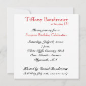 第18回誕生日パーティーの招待状 – 赤 招待状 (裏面)