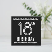 第18回誕生日パーティー招待状白黒テンプレート 招待状 (スタンド正面)