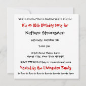 第18回誕生日パーティー招待状白黒テンプレート 招待状 (裏面)