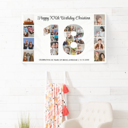 第18回誕生日パーティー第18回写真コラージュ 横断幕 (インサイチュ)