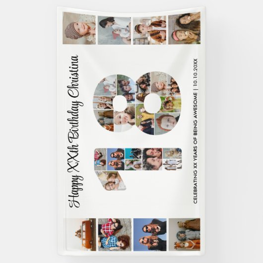 第18回誕生日パーティー第18回写真コラージュ 横断幕 (縦)