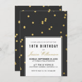 第18回誕生日パーティー | トレンディー金ゴールドポルカ 招待状 (正面/裏面)