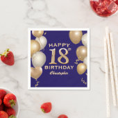 第18回誕生日会ネイビーブルーと金ゴールド風船 スタンダードカクテルナプキン (インサイチュ)