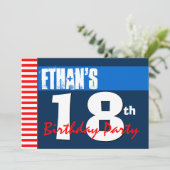 第18回誕生日会モダン赤白青2B2A 招待状 (スタンド正面)