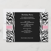 第18回10代の誕生日パーティーピンク白黒ゼブラ 招待状 (裏面)