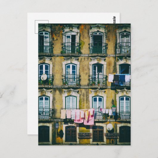 第18回cランダウン建物アルファマ地区。リスボン ポストカード (正面/裏面)