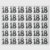 第18孫のための誕生日、白の黒い文字 ラッピングペーパー (フラット)