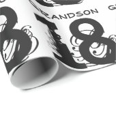 第18孫のための誕生日、白の黒い文字 ラッピングペーパー (ロールコーナー)