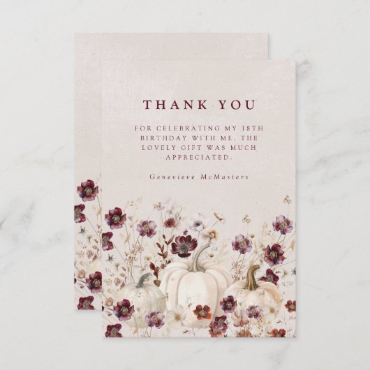 第18期パーティーパンプキンワイルドフラワーカスタム サンキューカード (正面/裏面)