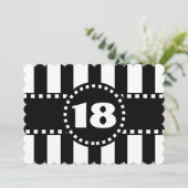 第18誕生会の白黒ストライプW18A 招待状 (スタンド正面)
