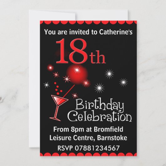 第18誕生日のパーティの招待状 招待状 (正面)