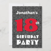 第18誕生日のモダンで10代のな白黒パターンA02 招待状 (正面)