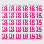 第18誕生日の孫娘、白のピンクの文字 ラッピングペーパー (フラット)