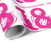 第18誕生日の孫娘、白のピンクの文字 ラッピングペーパー (ロールコーナー)