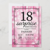 第18誕生日の招待状のピンクのグリッターを驚かして下さい 招待状 (正面)