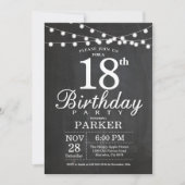 第18誕生日の招待状の黒板のひもライト 招待状 (正面)
