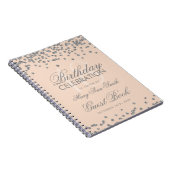 第18誕生日の来客名簿の紙吹雪のローズピンクに銀を着せて下さい ノートブック (右側)