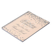 第18誕生日の来客名簿の紙吹雪のローズピンクに銀を着せて下さい ノートブック (左側)