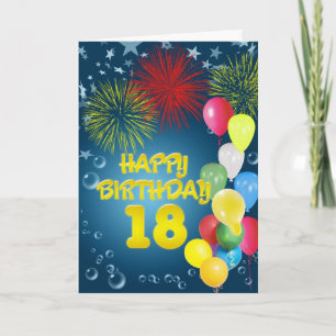 第18誕生日の花火風船カード カード