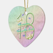 第18誕生日の虹の記念品のハートのオーナメント セラミックオーナメント (左)