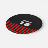 第18誕生日の赤いブラッストライプクと星R11Z ペーパープレート (アングル)