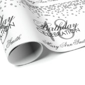 第18誕生日の銀製のフェイクなグリッターの紙吹雪の白 ラッピングペーパー (ロールコーナー)