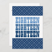 第18誕生日の青いダイヤモンドの正方形Ver 51g Z151g 招待状 (正面/裏面)