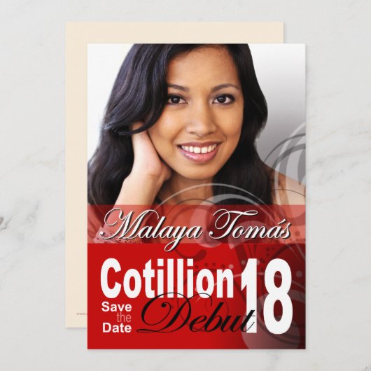 第18誕生日のCotillionのデビューの保存日付の写真 セーブザデート (正面/裏面)