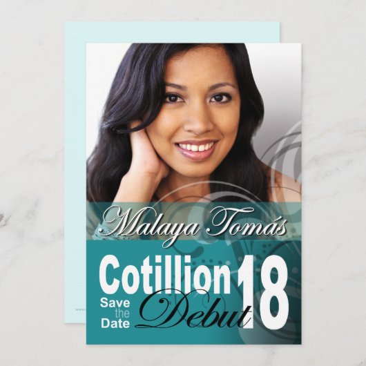 第18誕生日のCotillionのデビューの保存日付の写真 セーブザデート (正面/裏面)