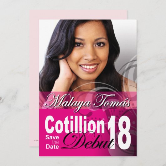 第18誕生日のCotillionのデビューの保存日付の写真 セーブザデート (正面/裏面)