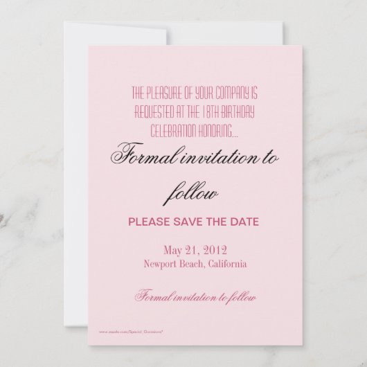 第18誕生日のCotillionのデビューの保存日付の写真 セーブザデート (裏面)