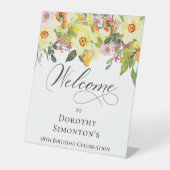 第18誕生日イエローダッフォディルワイルドフラワーウェルカム 台座サイン (正面)