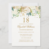 第18誕生日エレガント金ゴールドフローラ招待状 招待状 (正面)