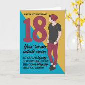 第18誕生日カード、おもしろいとトレンディー、ユーモア カード (黄色い花)