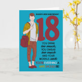 第18誕生日カード、おもしろいとトレンディー、ユーモア カード (黄色い花)