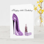 第18誕生日カード(薄紫スティレット靴とLi付き) カード (黄色い花)