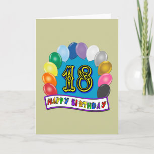 第18誕生日ギフト風船付きデザイン カード