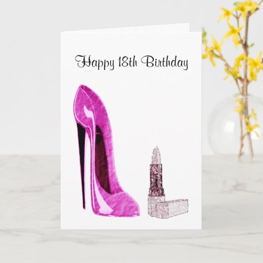 第18誕生日グリーティングカード（ピンクのスティレット付き） カード (黄色い花)
