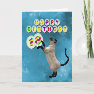 第18誕生日シャム猫カード カード