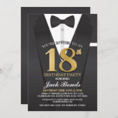 第18誕生日スパイスーツブラックタイ金ゴールド招待状 招待状 (正面/裏面)
