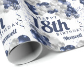 第18誕生日ネイビーバルーン ラッピングペーパー (ロールコーナー)