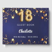 第18誕生日ネイビーブルー金ゴールド星 ゲストブック (正面)