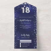 第18誕生日ネイビーブルー銀星rsvp オールインワン招待状 (内側)