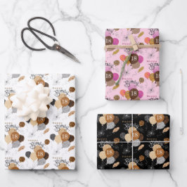 第18誕生日ヒョウタイガーアニマルプリントバルーン ラッピングペーパーシート