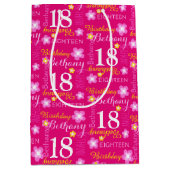 第18誕生日ピンクイエロー名前をカスタムする抱き枕 ミディアムペーパーバッグ (正面)