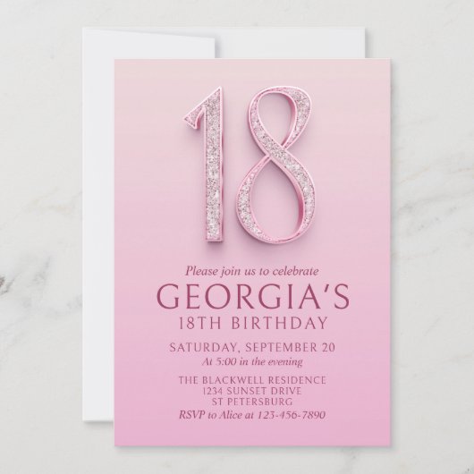 第18誕生日ピンクダイヤモンド 招待状 (正面)