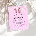 第18誕生日ピンク紙吹雪予算の招待<br><div class="desc">女のモダン子スタイリッシュの18歳の誕生日パーティーへの華やかな招待。赤面ピンクの背景と紙吹雪。名前は手書文字のスタイルスモダンクリプト付き。カスタマイズしてパーティー詳細を追加する。18番はバ書ロンスタイルフォント、スクリプト付き。1枚= 1枚の招待状を印刷したエッジからエッジ</div>